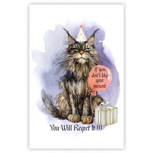 Maine Coon Cat Large Birthday Card 5.8" x 8.3" - Picture 1 of 4