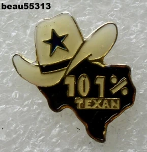⭐"101% TEXANO"" SOMBRERO DE VAQUERO TEXAS CHAQUETA SOMBRERO CHALECO SOLAPA PIN DE VIAJE - Imagen 1 de 1