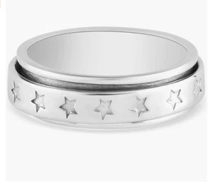 925 Sterling Silber Stern Spinner Angst Ring 8 Unisex Boho Band 8 Stressabbau - Bild 1 von 5