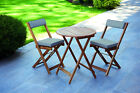 Wooden Garden Patio Set Bistro Table And Chairs, Folding Design, Natural Wood