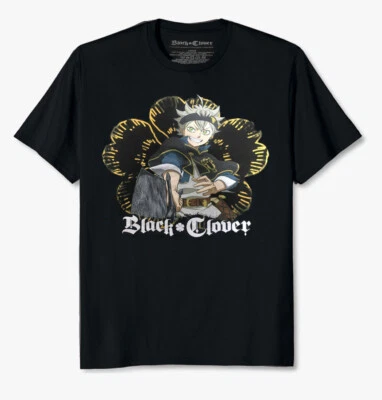 FUNIMATION Black Clover Asta with Demon Dweller Sword Five Leaf Clover Men's T-Shirt Black
