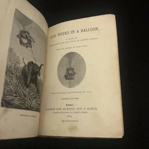 Five Weeks In A Balloon ~ Jules Verne ~ 1874  2nd Edition UK Sampson Low - Picture 1 of 20