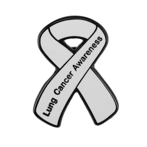 White Ribbon Lapel Lung Cancers Awareness Brooches Coat Shirt Sweater Safety Pin - Picture 1 of 8