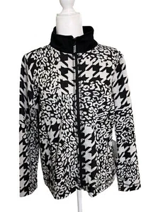 NWT Women’s Onque Casual Black and White Zip Up Jacket Petite XL - Picture 1 of 10