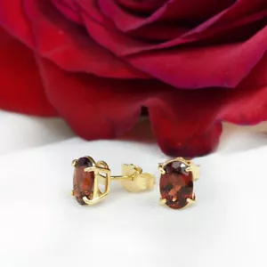 Natürlicher Granat Edelstein Ohrstecker 1,80 Karat echt massiv 14k Gelbgold - Bild 1 von 6