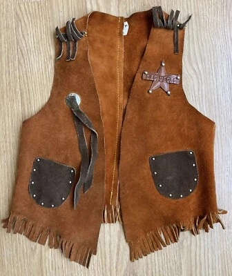 John R. Craighead Fringed Leather Suede Western “Las Vegas” Vest Large 7-10 Yrs - Image 1 of 4