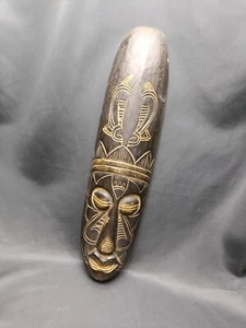 Large Hand Carved Wood Mask Indonesian Tribal Tiki Style Wall Art - Picture 1 of 17