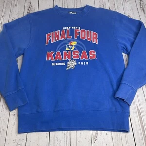 Kansas Jayhawks NCAA Final Four 2018 Crewneck Sweatshirt Mens Medium Blue - Picture 1 of 7