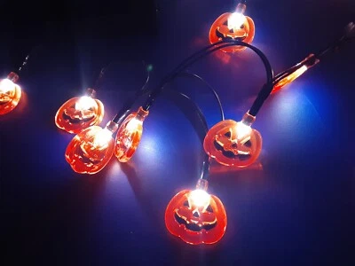Halloween Pumpkin String Lights 20 LED String Lights, BATTERIES INCLUDED!  - Image 1 of 4