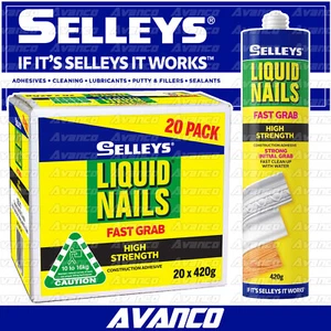 20 x Selleys Liquid Nails Fast Grab Construction Adhesive Glue Strong Bond 420g - Picture 1 of 2
