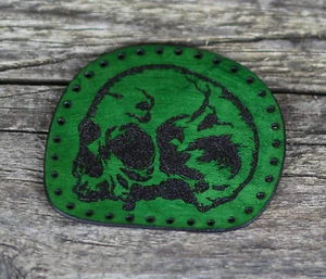 Totenkopf Lederaufnäher, Totenkopf Nähen, Rocker Zubehör, Motorradaufnäher. - Bild 1 von 5