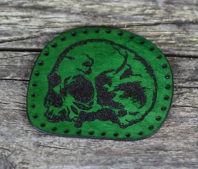 Skull leather patch, Skull sew, Rocker accessories, Motorcycle patches. - Image 1 of 4