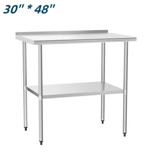 Stainless Steel 48" x 30" NSF Commercial Kitchen Work Prep Table with Backsplash - Picture 1 of 6