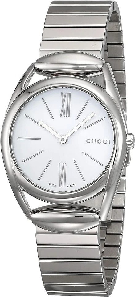 Gucci Women's 25mm Steel Bracelet & Case Quartz White Dial Watch YA140505