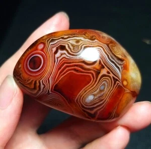TOP 67G Natur Poliert Seide Band Spitze Achat Kristall Stein Madagaskar QC181 - Bild 1 von 12