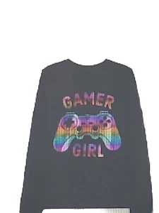 NWT Childrens Place Girl Rainbow Gamer Graphic  Long Sleeve T-Shirt  Size 7/8 - Picture 1 of 2
