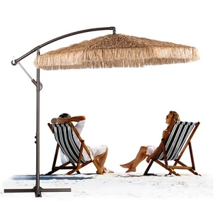 Aoodor Grand patio 9 FT Thatched Tiki Umbrella Outdoor Beach Pool Sun Shade - Picture 1 of 8