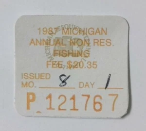 1987 Michigan DNR Trout Non Resident Annual Fishing License Stamp - Picture 1 of 1