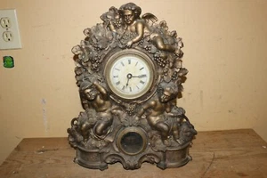 Raro Antiguo 1856 Muller Cupido Hierro Fundido Escape Abierto Abrigo Estante Reloj - Imagen 1 de 22