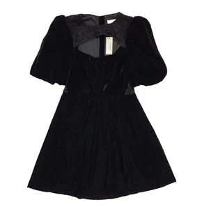 Oasis Velvet Cut Out Lace Detail Mini Dress Uk Women's 14 Bnwt CC993 - Picture 1 of 5