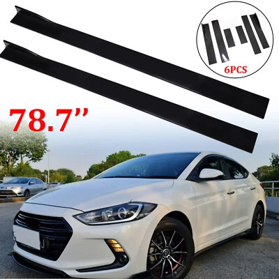 For 2017-2021 Hyundai Elantra Sedan Side Skirts 78.7'' Splitter Lip Glossy Black - Image 1 of 4