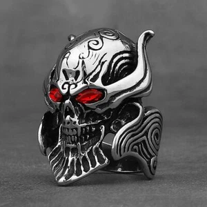 Gothic Horror Skull Garo Mask Ring Stainless Steel Vampire Skull Biker Punk Ring - Picture 1 of 13