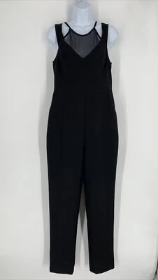 BCBG Generation Jumpsuit Women Sz 10 Black Sleeveless Pants Slinky Sheer - Image 1 of 4