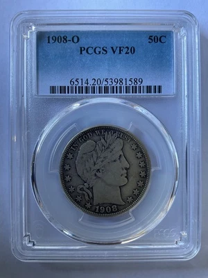 1908 O Barber Half Dollar PCGS VF20 53981589 - Image 1 of 2