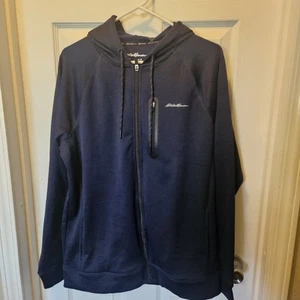 Eddie Bauer FreeDry Motion Mens M Full Zip Blue Hoodie Sweatshirt Pockets Jacket - Picture 1 of 8