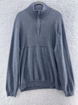 Suéter Calvin Klein Para Hombre XL Gris Informal Manga Larga Cuarto Cremallera Lana Merino Foto 1 de 4
