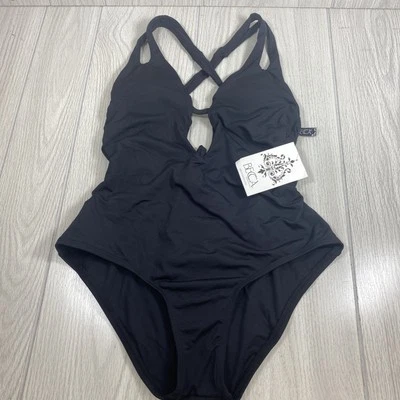 Traje de baño negro de una pieza con correa dividida BECCA by Rebecca Virtue talla M Foto 1 de 4