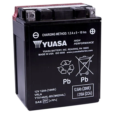 YUAM62H4L YUASA YTX14AHL-BS H-PERFORMANCE MF BATTERY - Image 1 of 2
