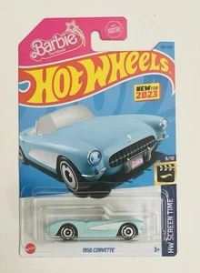 2023 Hot Wheels HW Screen Time Barbie Blue 1956 Corvette 183/250 9/10 - Picture 1 of 2