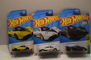 Hot Wheels Lote de 3 Coches PAGANI ZONDA R Amarillo, Blanco y Negro Nuevo Como FOTO - Imagen 1 de 4