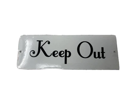 Enameled KEEP OUT Farmhouse Decor Wall Metal Plaque Sign - Image 1 of 4