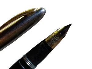 Pluma Estilográfica Sheaffer Lifetime Vintage Oro Negro y Cromo 14K Punto Blanco - Imagen 1 de 9