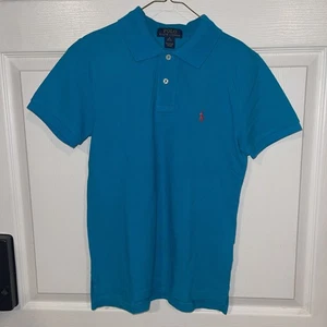Polo Ralph Lauren Collared Shirt Boys Blue Short Sleeve Prep Casual Size M 10-12 - Picture 1 of 7