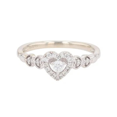 .18ctw Round Diamond Heart Shaped Halo Engagement Ring 10k White Gold Size 6.75 - Image 1 of 4