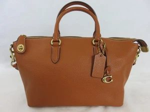 Coach Cara Satchel Bag Brown Pebble Leather Crossbody Strap/Dual Handles - Picture 1 of 8