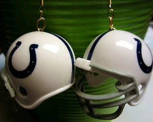 INDIANAPOLIS COLTS FOOTBALL HELMET 925 EARRINGS NFL SPORTS GIFT NORA WINN - Picture 1 of 4