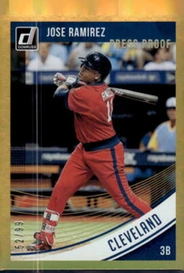 2018 Donruss #173 Jose Ramirez Gold Press Proof Red Uniform #/99 - Picture 1 of 2