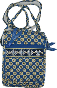 Neu ohne Etikett Vera Bradley ZURÜCKGENOMMEN Umhängetasche Mini Riviera blau & gelb Tasche mit 59" Riemen - Bild 1 von 8