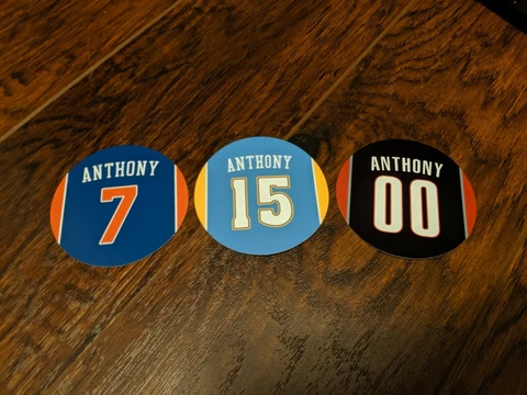 Carmelo Anthony Jersey Magnets - Knicks, Nuggets, Trailblazers - Set of 3 Cover