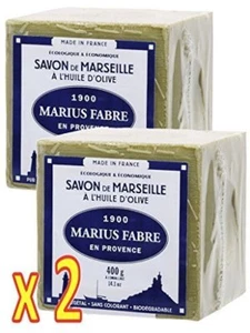 Savon de MARSEILLE HUILE OLIVE Cube de 400g Marius Fabre - Lot de 2 Cubes 400g