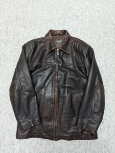 1990s vintage MOTORCYCLE leather coat L brown PATINA broke-in MAD MAX jacket 44 - Picture 1 of 9