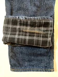 JEANS REALTREE forrados de franela para hombre 40 x 30 pierna recta a cuadros denim oscuro - Imagen 1 de 11