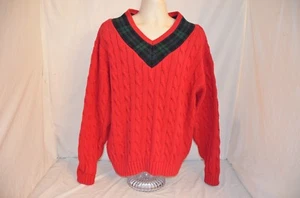 De colección Gap Rojo Pesado Cable Tejido Cuello en V Suéter Verde Azul a Cuadros Suave Años 90 Hombres XL - Imagen 1 de 7