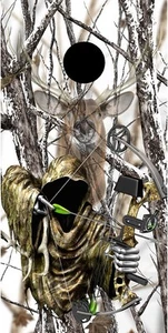Grim reaper bow hunting deer snow camouflage cornhole game decal wraps - Picture 1 of 1