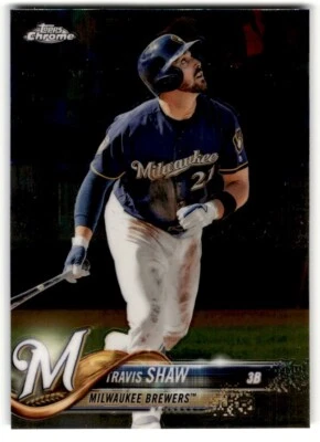 2018 Topps Chrome Travis Shaw #105 Milwaukee Brewers - Image 1 of 2