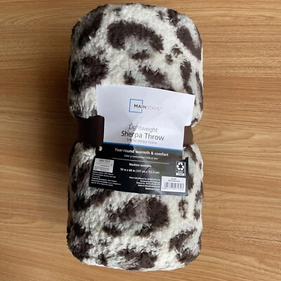 Mainstays Light weight Sherpa Throw 50”x60” Blanket